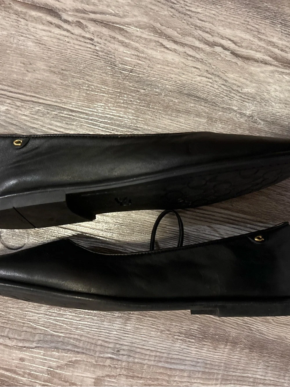 Coach Black Leather Mary Jane Flats with Elastic Strap